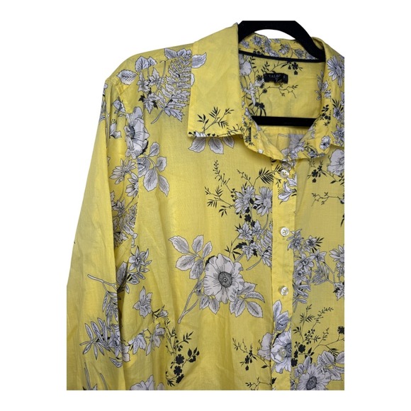 Talbots Womens 2X Top Yellow Floral Cotton Long Sleeve Lightweight Office Summer - Picture 5 of 12